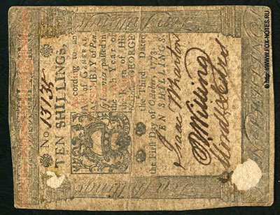 Pennsylvania 10 shillings October 1, 1793.