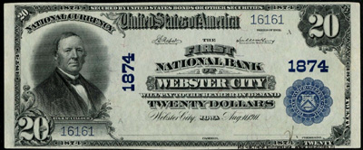 The First National Bank of Webster City 20 Dollars 1911