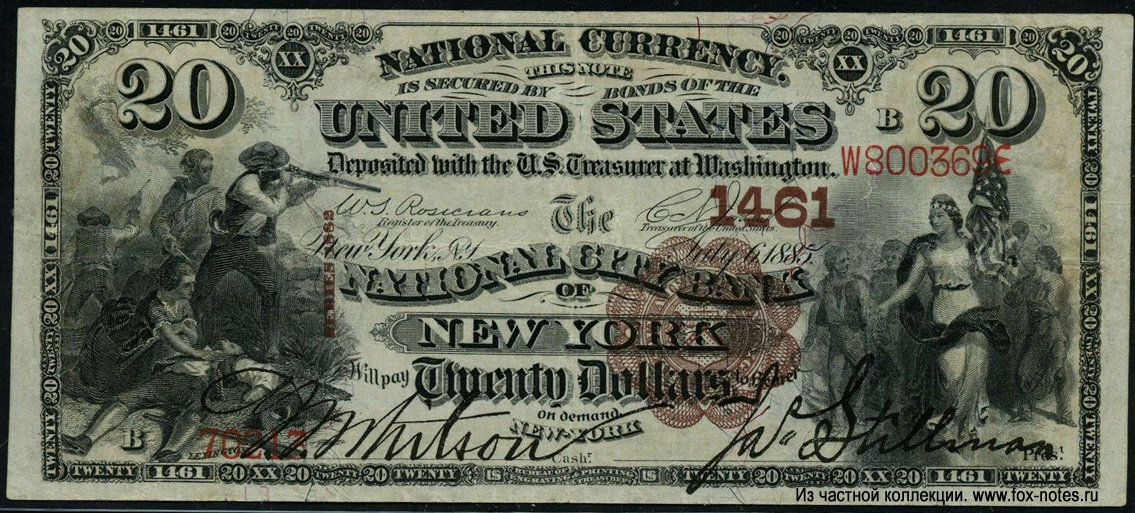 The National City Bank of NEW YORK 20 Dollars Series 1882 