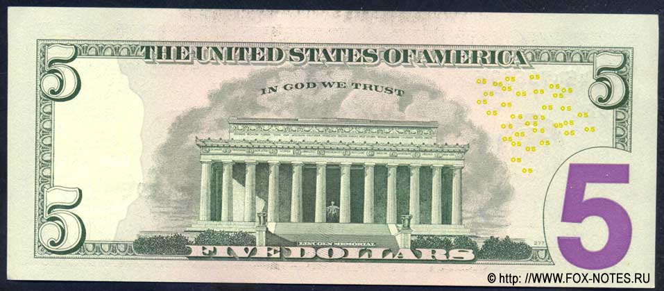Federal Reserve Note 5 Dollars Series of 2013 Gumataotao Rios - Jacob Lew
