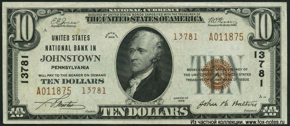 United States National Bank of Johnstown 10 Dollars Series of 1929 Jones Woods.  