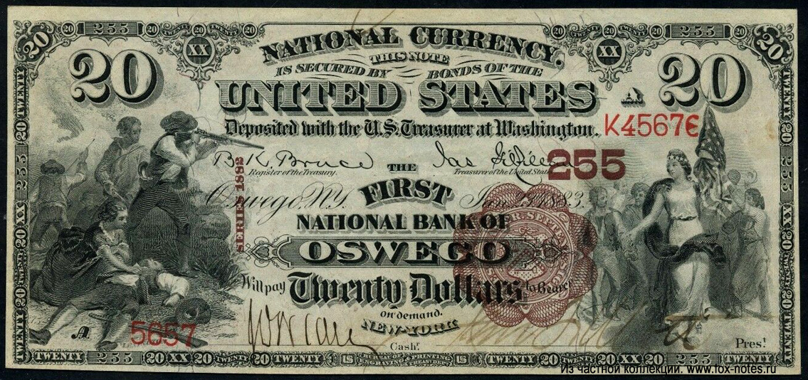 The First National Bank of Oswego 20 dollars 1882 (Charter #255)