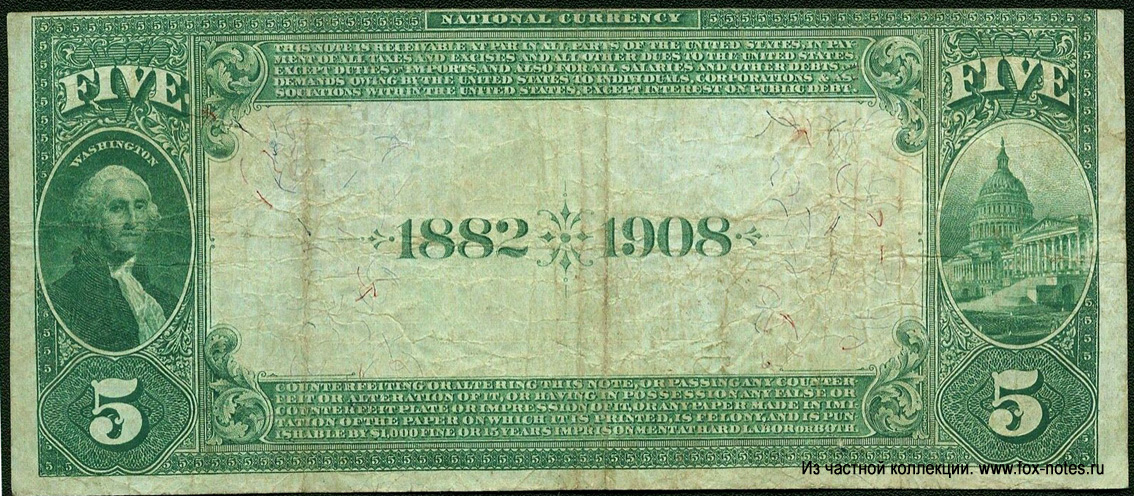 Wells Fargo Nevada National Bank of San Francisco 5 dollars Series 1882 