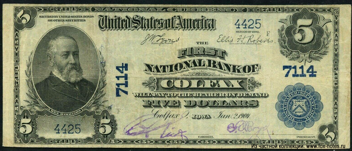 First National Bank of Colfax, Iowa 5 dollars 1904