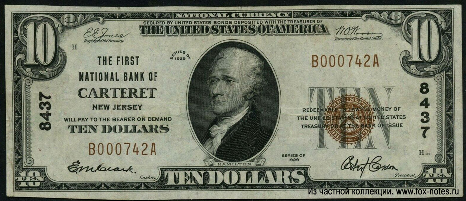 The First National Bank of the Carteret, New Jersey 10 dollars Series of 1929 
