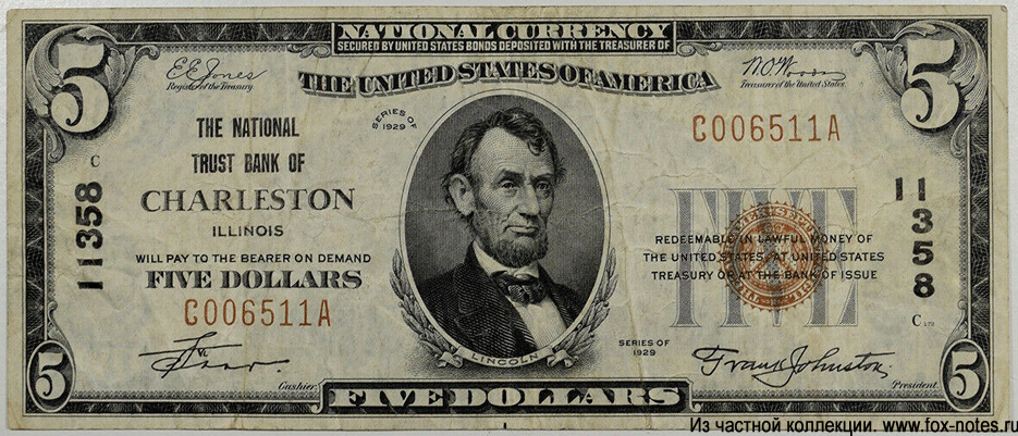 National Trust Bank of Charleston 5 Dollars 1929