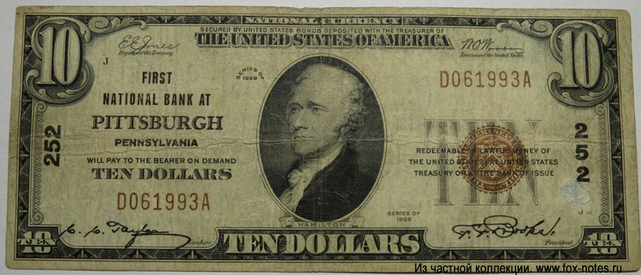First National Bank at Pittsburgh 10 Dollars Series of 1929