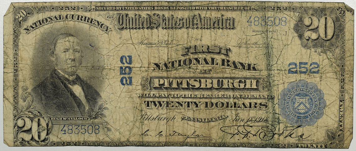 First National Bank at Pittsburgh 20 Dollars 1918