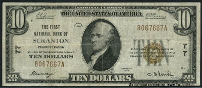 First National Bank of Scranton 10 dollars 1929