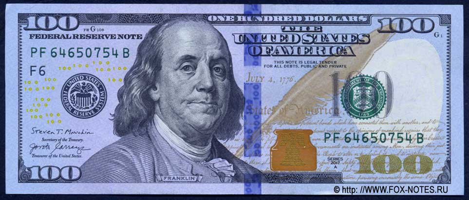Federal Reserve Note 100 Dollars SERIES 2017A