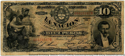 República Argentina. Banco Nacional Argentina. 10 Peso 1895.