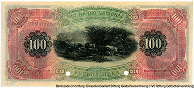 Banco Nacional (Buenos Aires) 100 pesos 5 de Noviembre de 1881. 
