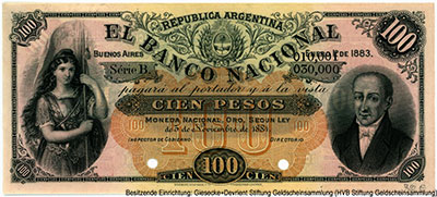 Banco Nacional (Buenos Aires) 100 pesos 5 de Noviembre de 1881. 