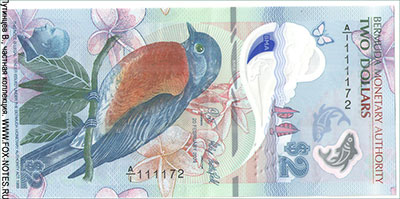 Bermuda Monetary Authority 2 Dollars 20 FEBRUARY 2024. Scott, Butterfield. A/1.