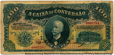Caixa de Convers&atilde;o 100 Mil Reis lei n. 1.575 de 6 de Dezembro de 1906. 