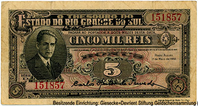 Thesouro do Estado do Rio Grande do Sul 5000 Reis, 1.5.1932