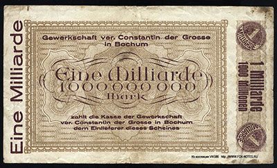 Bochumer Verein für Bergbau und Gußstahlfabrikation 1 Milliarde Mark 1923