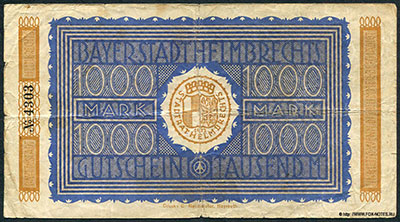 Stadt Helmbrechts Gutschein 1000 Mark 1922