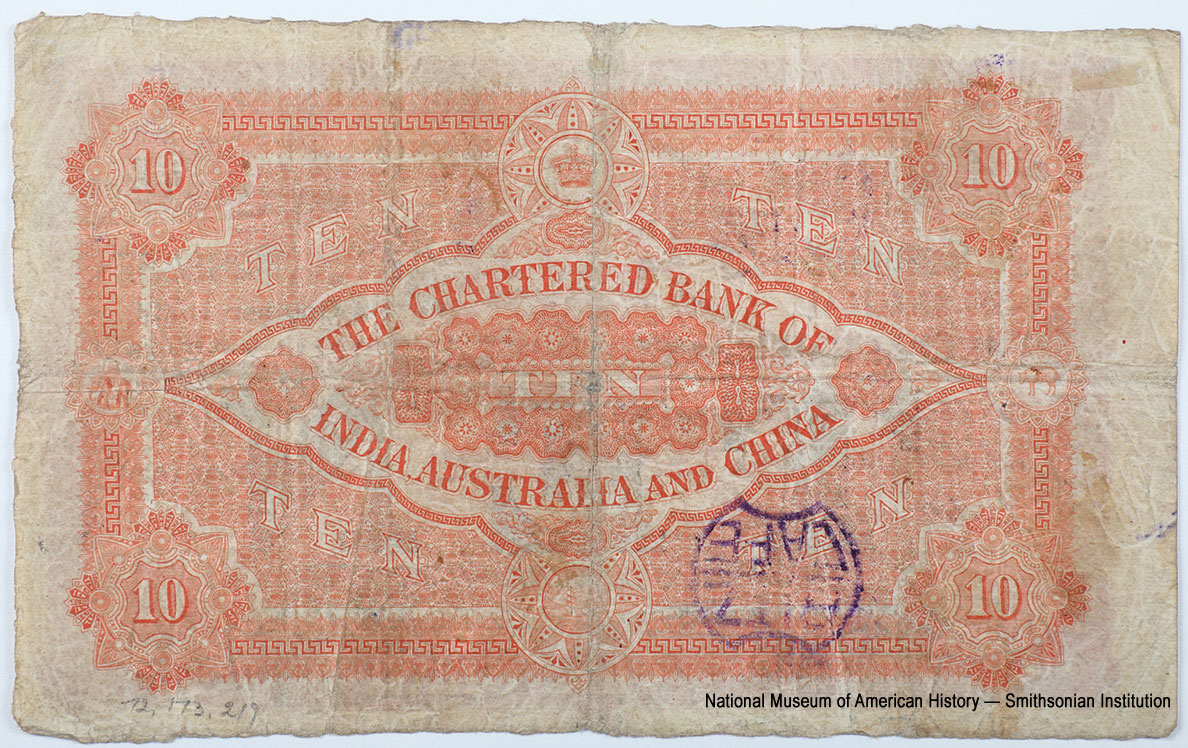 Chartered Bank of India, Australia, & China 10 dollars 1929