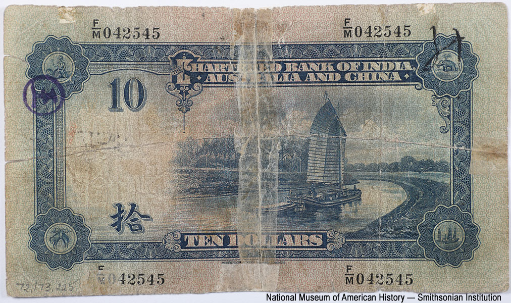 Chartered Bank of India, Australia, & China 10 dollars 1st DECEMBER, 1930. TIENTSIN