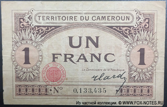 Камерун 1 франк 1922