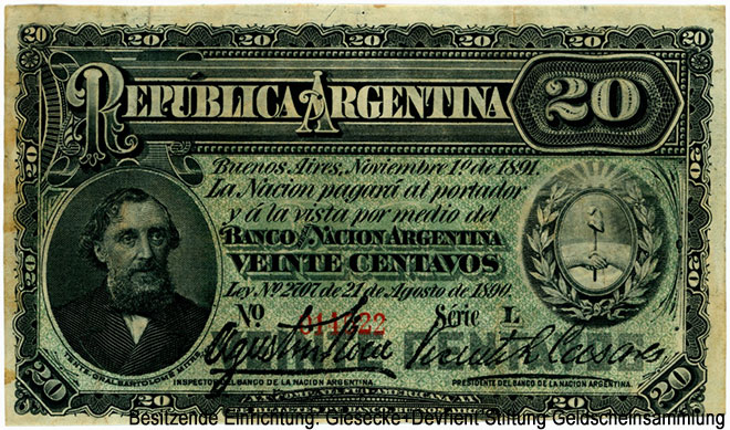 Аргентина 20 сентаво 1891