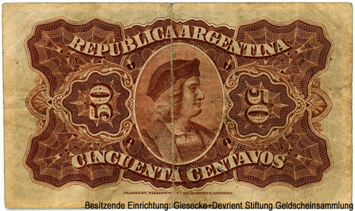 República Argentina. Banco Nacional Argentina. 50 centavos 19 DE JULIO DE 1893.