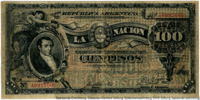 República Argentina. Banco Nacional Argentina. 100 Peso 1895.