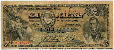 República Argentina. Banco Nacional Argentina. 2 Peso 1895.