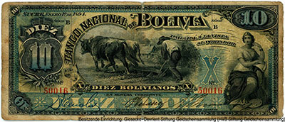 Banco Nacional de Bolivia (Sucre) Bolivar (10 Bolivianos), 1.1.1894