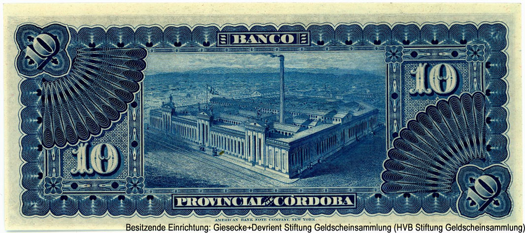Banco Provincial de Cordoba 10 pesos — ENRO 1º DE 1889.