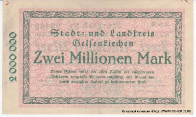 Stadt und Landkreis Gelsenkirchen 2 millionen mark notgeld