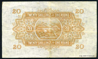 East African Currency Board TWENTY SHILLINGS = ONE POUND 1st September 1943.