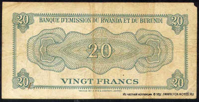 Banque d'Emission du Rwanda et du Burundi 20 francs 1960
