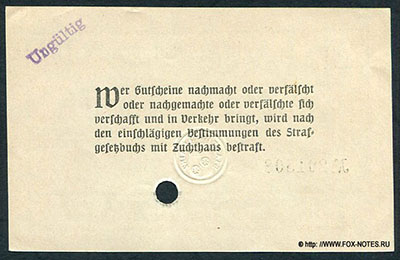 Gutschei der Stadt Mainz 20 Mark. 16. Oktober 1918.