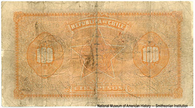 Rep&uacute;blica de Chile. Vale Del Tesoro. 100 Pesos. 7 de Setiembre 1921.
