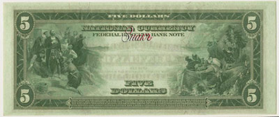 Federal Reserve Bank of Cleveland, Ohio. National Currency � Federal Reserve Bank Notes 5 dollars. Series of 1918. 