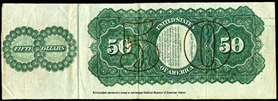 United States. Interest bearing note 50 Dollars 1865