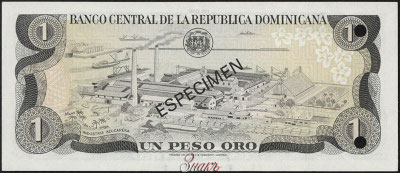 Banco Central de la Rep&uacute;blica Dominicana 1 Peso Oro 1981 SPECIMEN