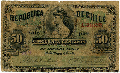 Rep&uacute;blica de Chile 50 centavos 1891