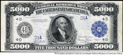 United States. Federal Reserve System. Federal Reserve Notes. 5000 Dollars. Series of 1918. 