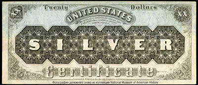 United States. Treasurer United States. Silver Certificates 20 Dollars. SERIES OF 1878. 