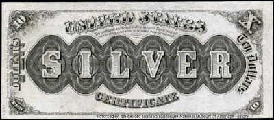 Treasurer United States. Silver Certificates 10 Dollars. SERIES OF 1880. 