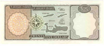 Cayman Islands Currency Board 25 Dollars 1971