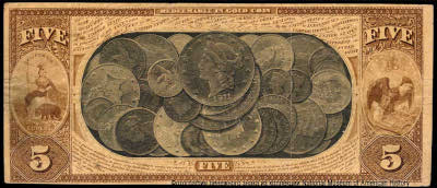 The National Gold Bank Notes of California 5 Dollars 1870
